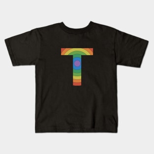 Retro Rainbow 'T' Sticker Kids T-Shirt